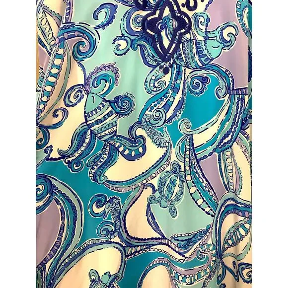 Lilly Pulitzer Sydney Silk Caftan Dress XS Blue Preppy Beach Resortwear - Picture 11 of 13